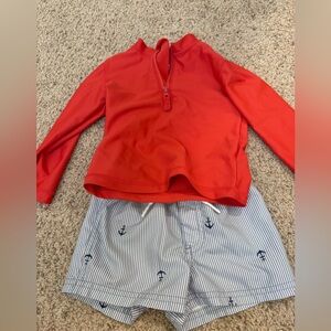 Carters Baby Boy 12 Months Swimsuit Outfit Rash guard And Bottoms